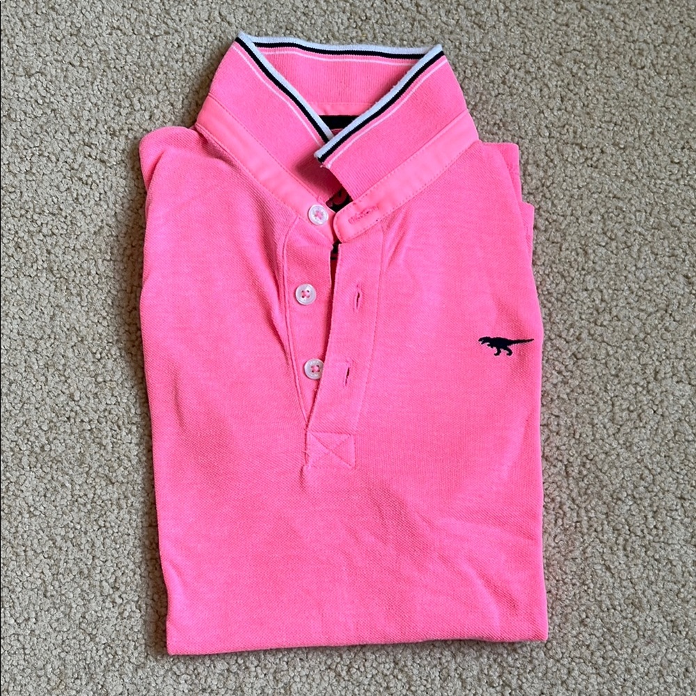 Blue Zoo Pink Polo Shirt short sleeves buttons white black details size 8-9